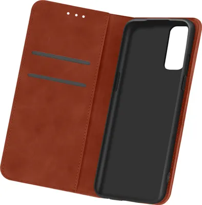 Zdjęcie produktu dla Avizar, etui typu klapka z funkcją podstawki, kolor brązowy, przeznaczone do telefonu OnePlus 9