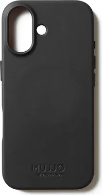 Image de Mujjo Full Cuir Coque iPhone 17 – Bordure en Cuir Surélevée de 1mm – Acquiert une Patine Unique au Fil du Temps – Fabriqué à Partir de Peau de VEAU à Grain Fin - Noir