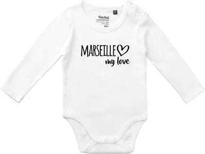 Produktbild von Huuraa Baby Body Marseille my love 68 White  Baumwolle Fairtrade Langarmbody Geschenkidee