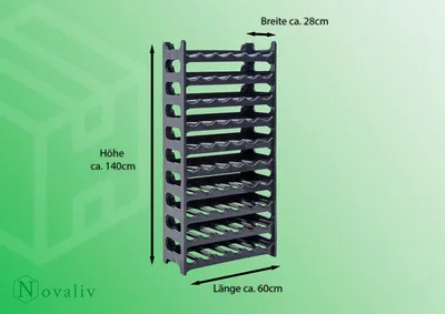 Immagine prodotto di Novaliv portabottiglie per 60 bottiglie | portabottiglie grigio | portabottiglie in plastica robusta, impilabile (antracite, 10)