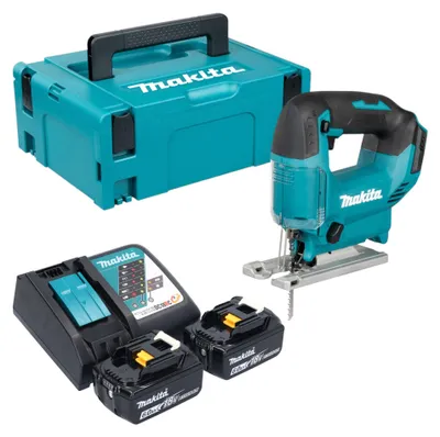 Immagine prodotto di Seghetto alternativo a batteria Makita DJV 186 RGJ 18 V + 2 batterie da 6,0 Ah + caricabatterie + Makpac