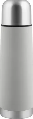 Produktbild von Thermoflasche 0,5L, Thermokanne mit Druckknopfsystem, hellgrau