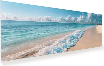 Produktbild von Glasbild 100x40cm in XXL für Wohnzimmer, Schlafzimmer Motiv Strand Surf Wellen