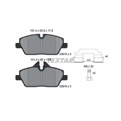 Produktbild von Textar Bremsbeläge vorne für BMW 1 + Coupe Cabrio 2 Mini +Cabrio Roadster Coupe