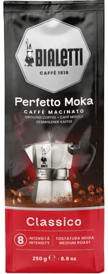 Produktbild von Bialetti Perfetto Moka Klassisch 250 g, 250 g, Medium geröstet, Kaffee, 50% Arabica, 50% Robust, Tasche