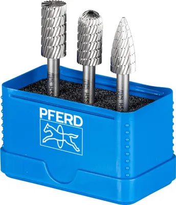 Zdjęcie produktu dla PFERD Zestaw frezów trzpieniowych HSS 86 3-częściowy 3 śr. 12mm śr. trzpienia 6mm uniwersalny średnio drobny