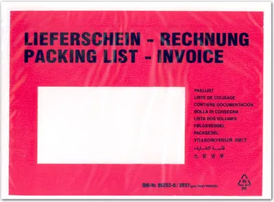 Produktbild von 250 Dokumententaschen Lieferscheintaschen DIN C6 Lieferschein-Rechnung