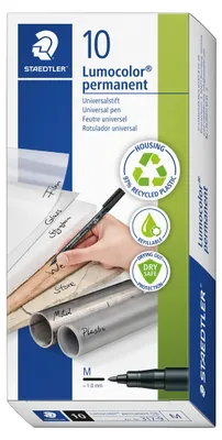 Produktbild von STAEDTLER Lumocolor 317 Permanent Marker – Schwarz, 10 Stück, M