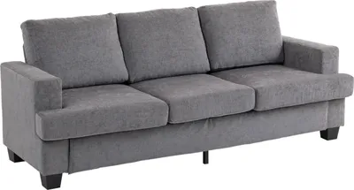 Produktbild von 3-Sitzer-Sofa, Wohnzimmersofa für 3 Personen, Stoffbezug, Stahlrahmen, Polstersofa, Grau