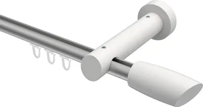Produktbild von Interdeco Innenlaufstange / Gardinenstange mit Innenlauf Silbergrau / Weiß, Typ Talent Etta (Ellipse Schräge), 20 mm Ø 1-läufig, 280 cm