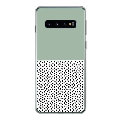 Obrázek produktu pro Kryt na mobilní telefon pro Samsung Galaxy S10 Tečky - zelená - černá Silikonové měkké pouzdro