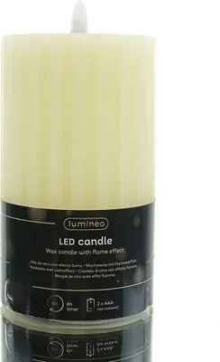 Obrázek produktu pro Lumineo Vnitřní vosková svíčka LED s efektem krémového plamene teplá bílá Ø 7,5 cm výška 14,8 cm