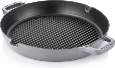 Obrázok produktu pre Strieborná grilovacia panvica - 30 cm - 2,5 l - liatina - 4-vrstvový smaltovaný povrch