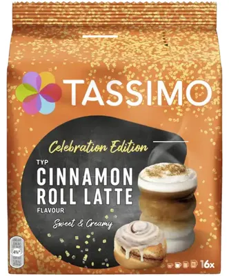 Produktbild von Tassimo Zimtschnecke Cinnamon Roll Latte (16 T-Discs für 8 Getränke)