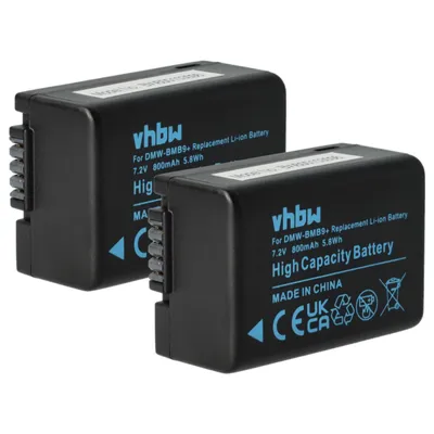 Produktbild von vhbw 2x Akku kompatibel mit Panasonic Lumix DMC-FZ72, DMC-FZ48, DMC-FZ47 Kamera (800 mAh, 7,2 V, Li-Ion), Infochip