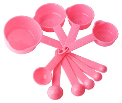 Produktbild von 10-teiliges Set Küchen- und Kochlöffel, Messbecher, Messwerkzeuge (Rosa)