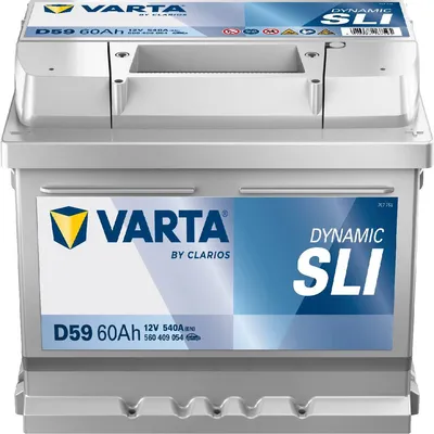 A Varta Blue Dynamic D59 Autobatterie 60Ah 12V car battery is shown from the front on a white background.