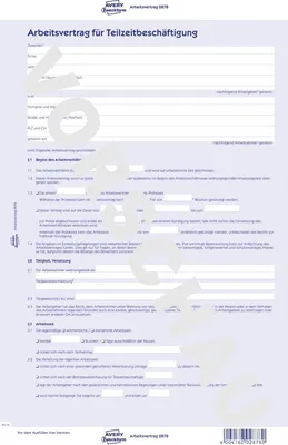 Produktbild von Arbeitsvertrag A4 für Teilzeitbeschäftigte 2-seitig Packung mit 5 Stück