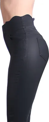 Produktbild von topschuhe24 2853 Damen Skinny Hose Lederoptik High Waist Taille, Farbe:Schwarz, Größe:34 EU