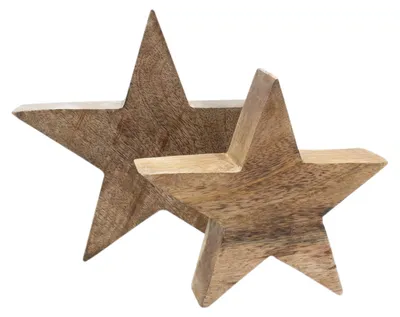 Image de 3.07 Etoiles en lot de 2 en bois de manguier - 20 cm / 15 cm - Deko Natur Stern