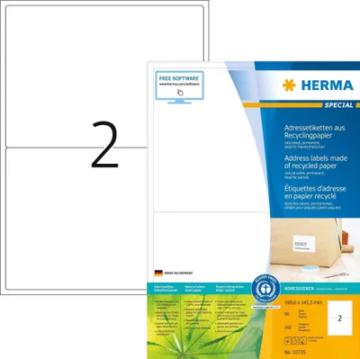 Produktbild von HERMA 10735, Weiß, Selbstklebendes Druckeretikett, Gestanztes Etikett, Papier, Laser/Inkjet, Permanent