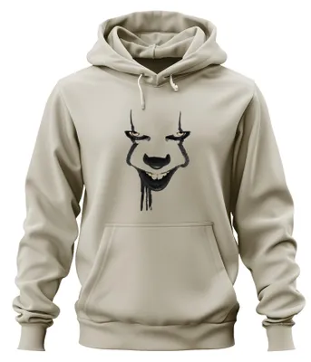 Productafbeelding van Horrorclown gezicht Pennywise, bloedend glimlach, griezelige Halloween hoodie, uni, natuurlijke kleur, maat M