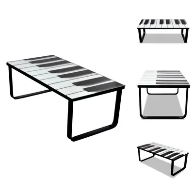 Productafbeelding van vidaXL Salontafel met glazen blad met pianomotiv - Salontafels