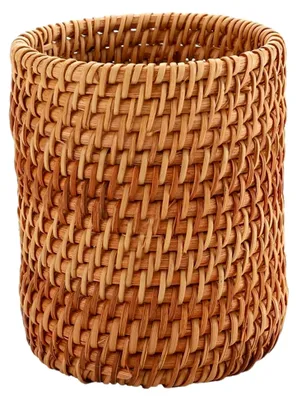 Produktbild von Rattan-Stifthalter, handgefertigter Boho-Schreibtisch-Organizer, Stiftbehälter, geflochtener Make-up-Pinselhalter für Büro und Zuhause
