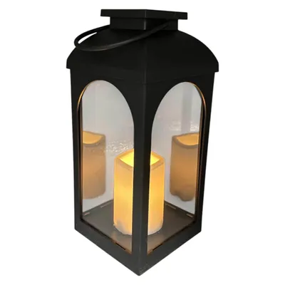 Produktbild von Coen Bakker Solar Laterne schwarz mit LED Kerze warmweiß 11,5x27cm