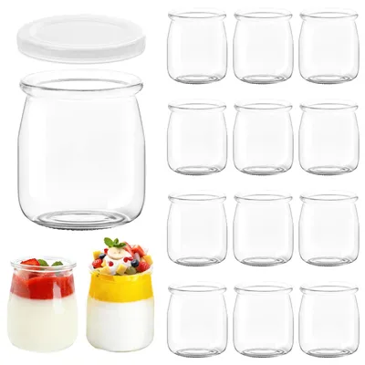12er-Set Dessertgläser 200 ml mit Bambusdeckel, transparent