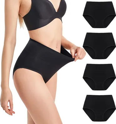 Produktbild von Damenhöschen,Nahtlose Damenunterwäsche,schwarz 4er Pack,Baumwollunterwäsche