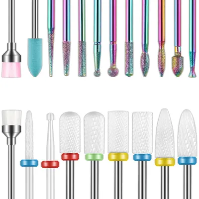 Zdjęcie produktu dla Nakładki do frezarki do paznokci, 21 sztuk, ceramiczne i diamentowe, o średnicy 3/32 cala, do manicure