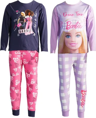 Immagine prodotto di Barbie - Pigiama "Dream Team" con pantaloni lunghi per bambina (confezione da 2) TC648 (116) (viola/navy/rosa)