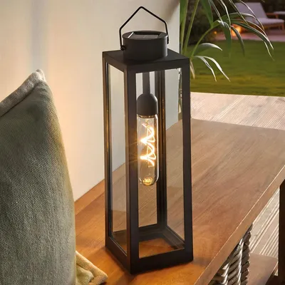 Produktbild von Solar LED Laterne "Industrial" aus Kunststoff, schwarz, Gartenlaterne, Outdoor Solarlampe, Gartenlampe, Hängelampe wetterfest für Draußen