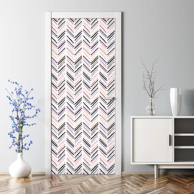 Produktbild von Dekorative Aufkleber Türtapete selbstklebend Tattoo Klebefolie Fischgrätenmuster 85 x 200 cm