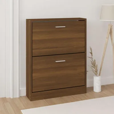 Produktbild von Holzschuhregal mit 2 Ebenen, 59x17x81 cm - Kompakter Schuhaufbewahrungslösung für Flur und Schlafzimmer