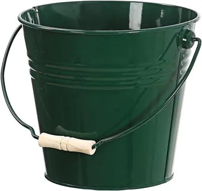Immagine prodotto di Vaso decorativo verde scuro in zinco e legno, 24 cm