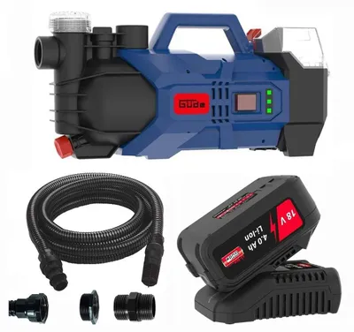 Produktbild von Güde Gartenpumpe GP 18 V mit Akku 4.0 Ah Wasserfilter Saugschlauch