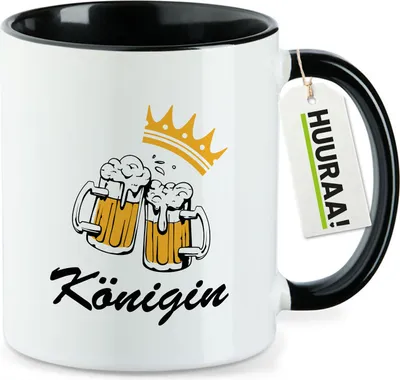 Produktbild von Huuraa Kaffeetasse Königin Schützenfest 330ml Schwarz Keramik Kaffeebecher Geschenkidee