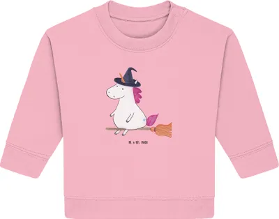 Produktbild von Mr. & Mrs. Panda Organic Baby Pullover Einhorn Hexe 12. - 18. Monat - Baumwolle Pink - Geschenk, Unicorn, Freundin, Engel, Bullover, Frau, Teufel, Einhörner