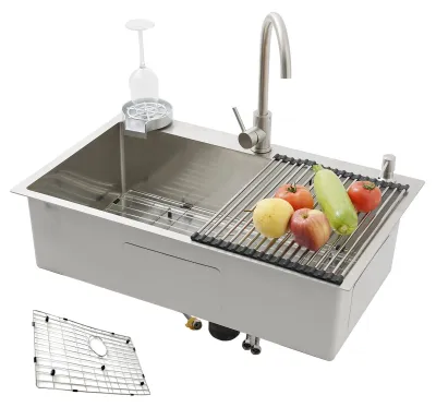 Produktbild von Edelstahlspüle 304 - Große Küchenspüle 80 x 50 cm - Multifunktional - Mit Armatur - Zubehör