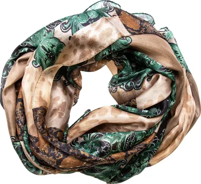 Produktbild von Seidenschal Halstuch Schal Chiffon gold grün 180x110cm klassisch elegant