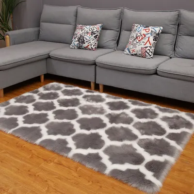 Produktbild von Rectangle Teppich Wohnzimmer Teppich- Moderne, Flauschige und zottelige Teppiche für Wohnzimmer, Esszimmer, Kinderzimmer, Schlafzimmer (Grau,60*90cm)