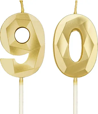 Immagine prodotto di Candeline dorate per torta, numero 90