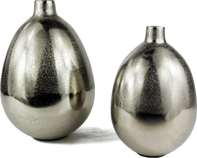 Obrázok produktu pre Dekorácia Váza Sada 2 hliníkových vajíčok Okrúhle strieborné 20 cm / 16 cm Váza Stolová váza Kvetinová váza Kov