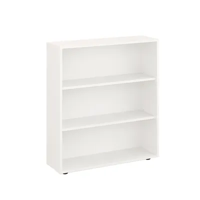 Produktbild von KOMTO Bücherregal 80 cm breit, weiß, Bücherregal mit 3 Ebenen und höhenverstellbaren Böden, Standregal, Lagerregal, Bücherregal Lumo 80 x 90 x 24 cm