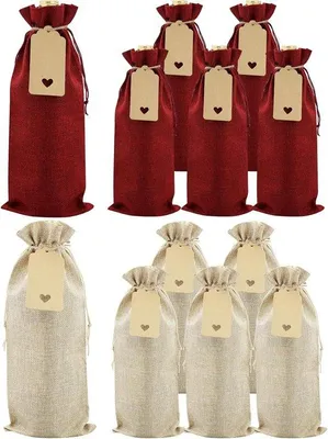 Immagine prodotto di 12 sacchetti per vino in juta, sacchetti regalo fai da te, sacchetti per vino, sacchetti regalo, regali di nozze, feste, degustazioni di vino