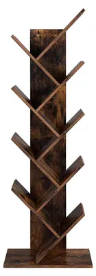 Zdjęcie produktu dla Półka na książki w kształcie drzewa - 8 przegródek - płyta wiórowa - stabilna - 50 x 25 x 141,5 cm