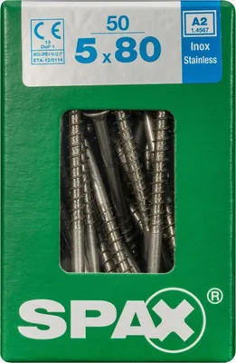 Produktbild von Spax Universalschrauben 5.0 x 80 mm TX 20 Senkkopf - 50 Stück Edelstahl