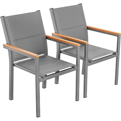 Produktbild von 2er-Set Gartenstühle CL03002-2, stapelbar, grau